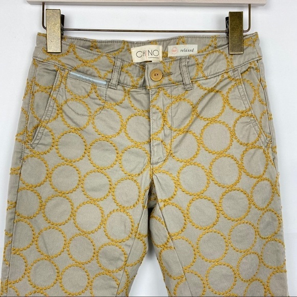 𝅺ANTHROPOLOGIE Relaxed Fit Circle-Embroidered Chinos - Picture 3 of 13